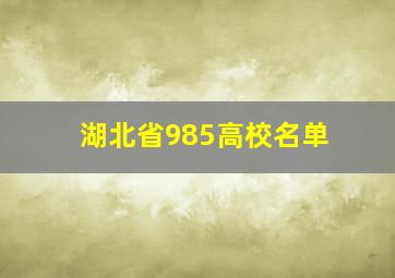 湖北省985高校名单