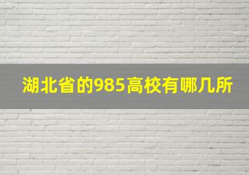 湖北省的985高校有哪几所