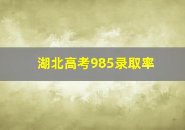 湖北高考985录取率