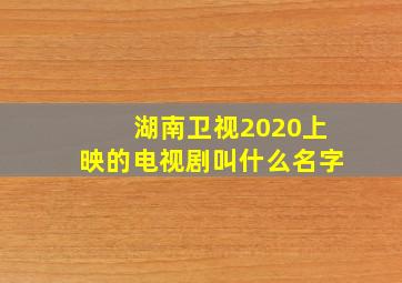 湖南卫视2020上映的电视剧叫什么名字