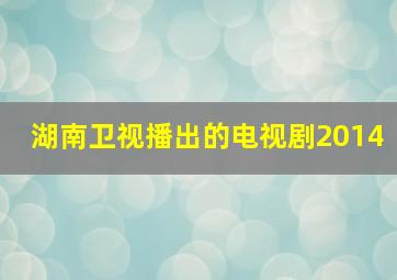 湖南卫视播出的电视剧2014