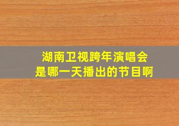 湖南卫视跨年演唱会是哪一天播出的节目啊