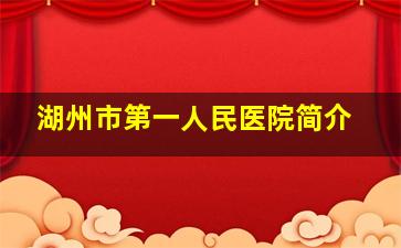 湖州市第一人民医院简介