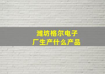 潍坊格尔电子厂生产什么产品