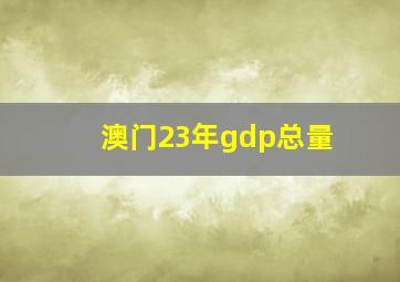 澳门23年gdp总量