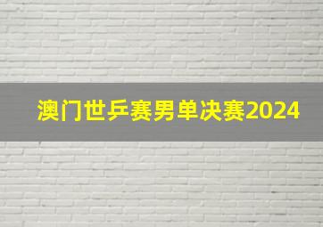 澳门世乒赛男单决赛2024