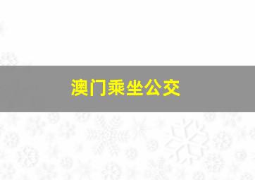 澳门乘坐公交