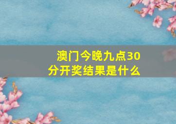 澳门今晚九点30分开奖结果是什么