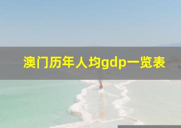 澳门历年人均gdp一览表