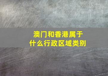 澳门和香港属于什么行政区域类别