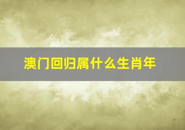 澳门回归属什么生肖年