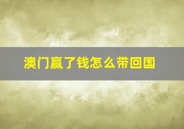 澳门赢了钱怎么带回国