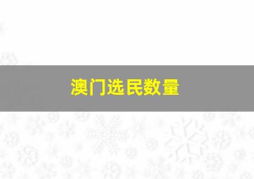 澳门选民数量