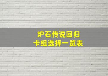 炉石传说回归卡组选择一览表