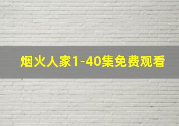 烟火人家1-40集免费观看