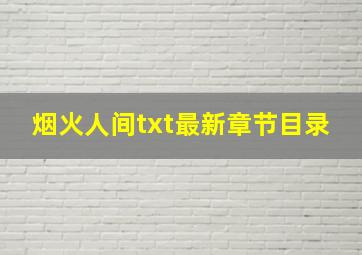 烟火人间txt最新章节目录