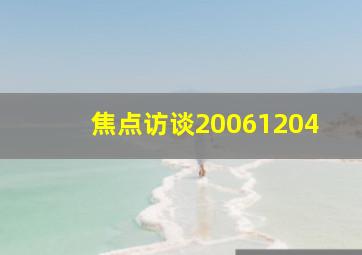 焦点访谈20061204