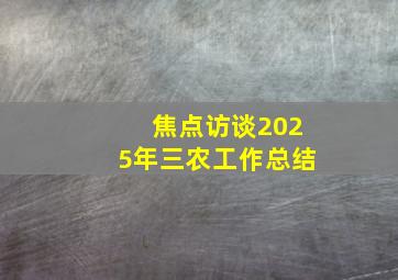 焦点访谈2025年三农工作总结