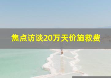 焦点访谈20万天价施救费