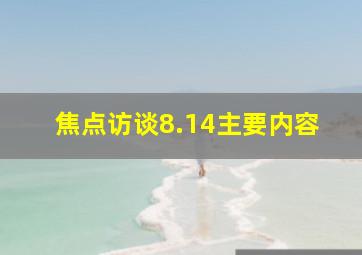 焦点访谈8.14主要内容