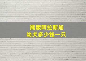 熊版阿拉斯加幼犬多少钱一只