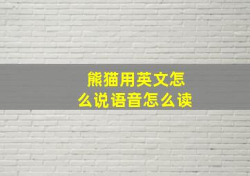 熊猫用英文怎么说语音怎么读