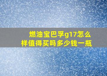 燃油宝巴孚g17怎么样值得买吗多少钱一瓶