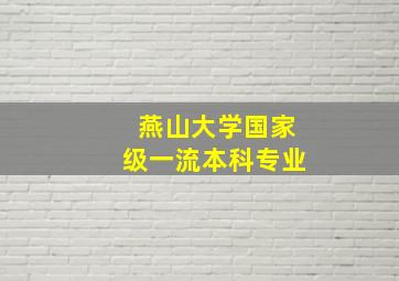 燕山大学国家级一流本科专业