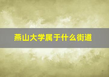 燕山大学属于什么街道