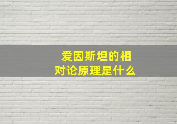 爱因斯坦的相对论原理是什么