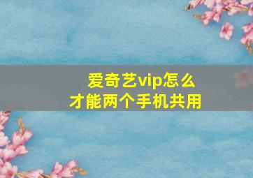 爱奇艺vip怎么才能两个手机共用