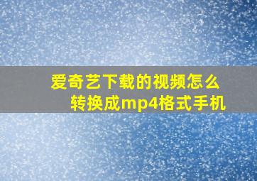 爱奇艺下载的视频怎么转换成mp4格式手机