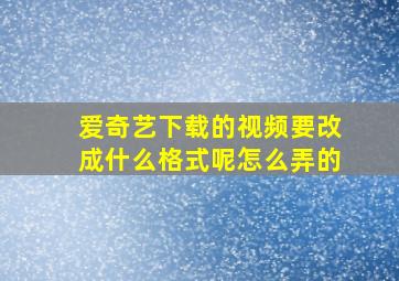 爱奇艺下载的视频要改成什么格式呢怎么弄的