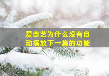 爱奇艺为什么没有自动播放下一集的功能