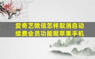 爱奇艺微信怎样取消自动续费会员功能呢苹果手机