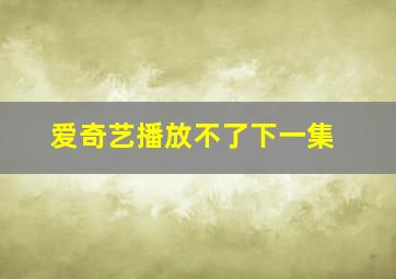 爱奇艺播放不了下一集