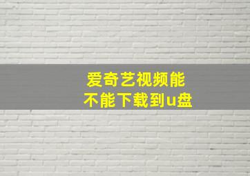 爱奇艺视频能不能下载到u盘