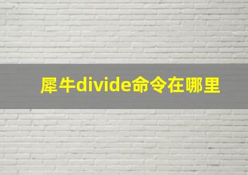 犀牛divide命令在哪里