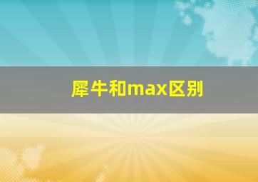 犀牛和max区别