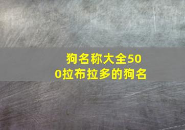 狗名称大全500拉布拉多的狗名