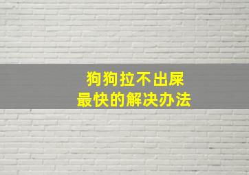 狗狗拉不出屎最快的解决办法