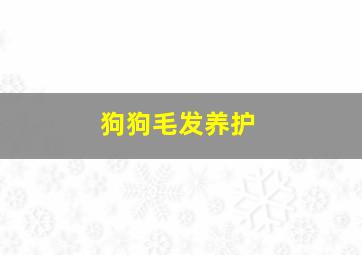 狗狗毛发养护