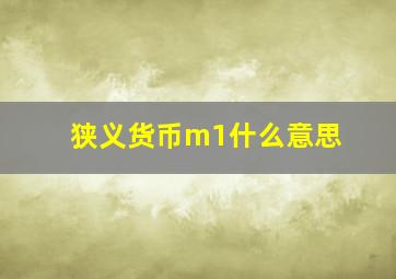 狭义货币m1什么意思