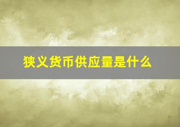 狭义货币供应量是什么