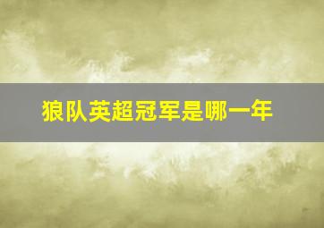 狼队英超冠军是哪一年