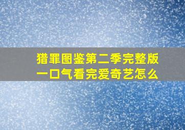 猎罪图鉴第二季完整版一口气看完爱奇艺怎么