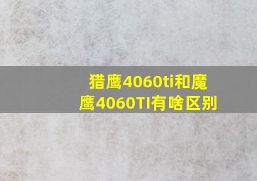 猎鹰4060ti和魔鹰4060TI有啥区别