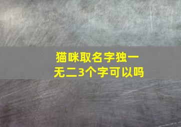 猫咪取名字独一无二3个字可以吗