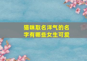 猫咪取名洋气的名字有哪些女生可爱