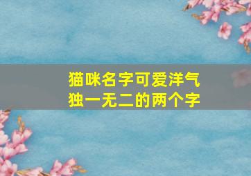 猫咪名字可爱洋气独一无二的两个字